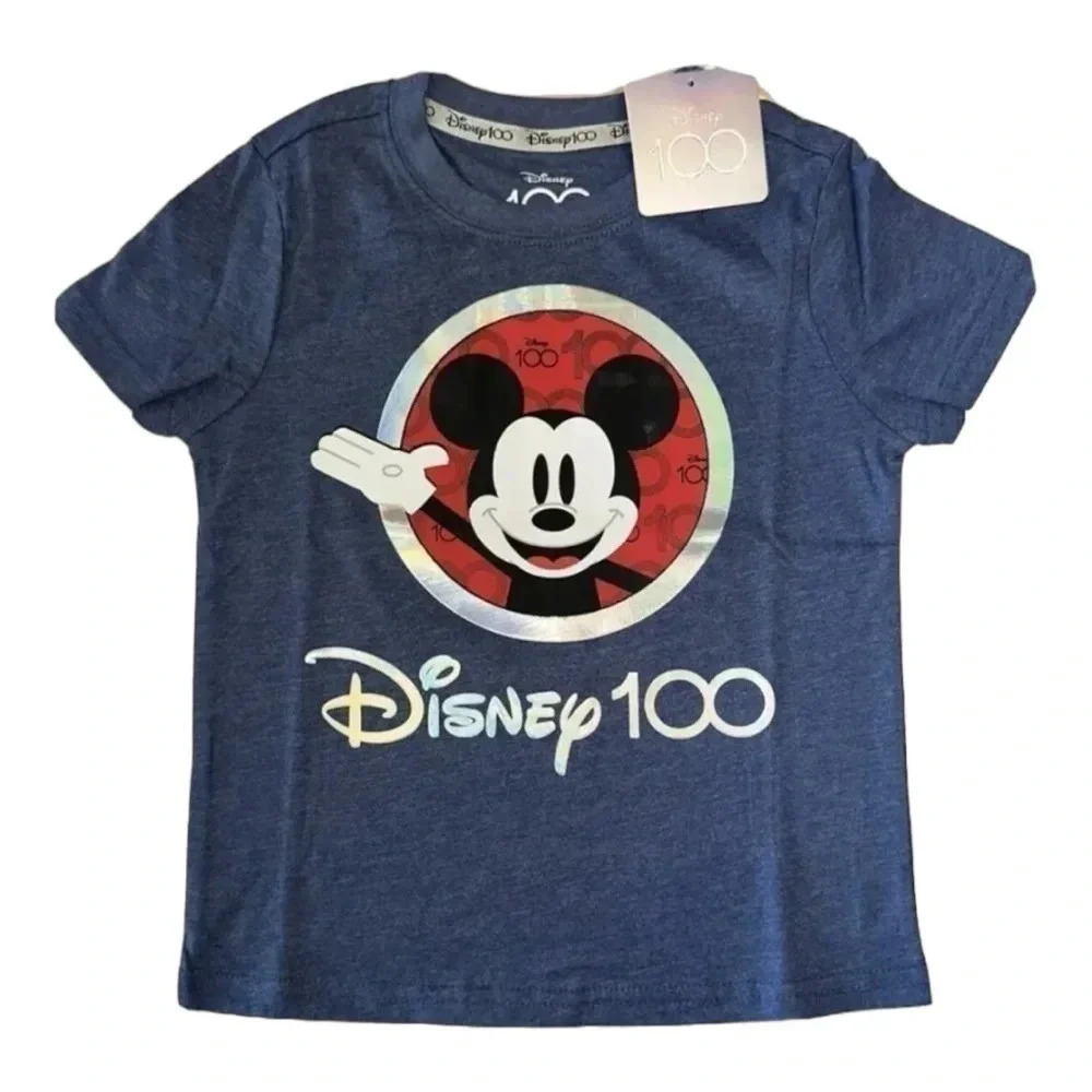 New! DISNEY Mickey Mouse Youth Unisex 100th Anniversary Tee-Short Sleeve Size 4